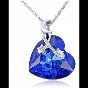 Heart Blue And White Sapphire Star Necklace